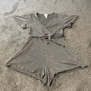 Black and white striped romper